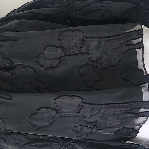 Alexis Raza Off Shoulder diaphanous organza Black top Size Small - Picture 11 of 16